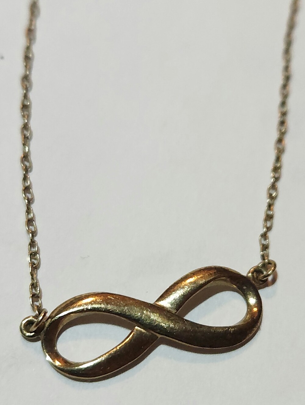 Gold-Tone 925 Sterling Silver Infinity Pendant Necklace With Broken Chain